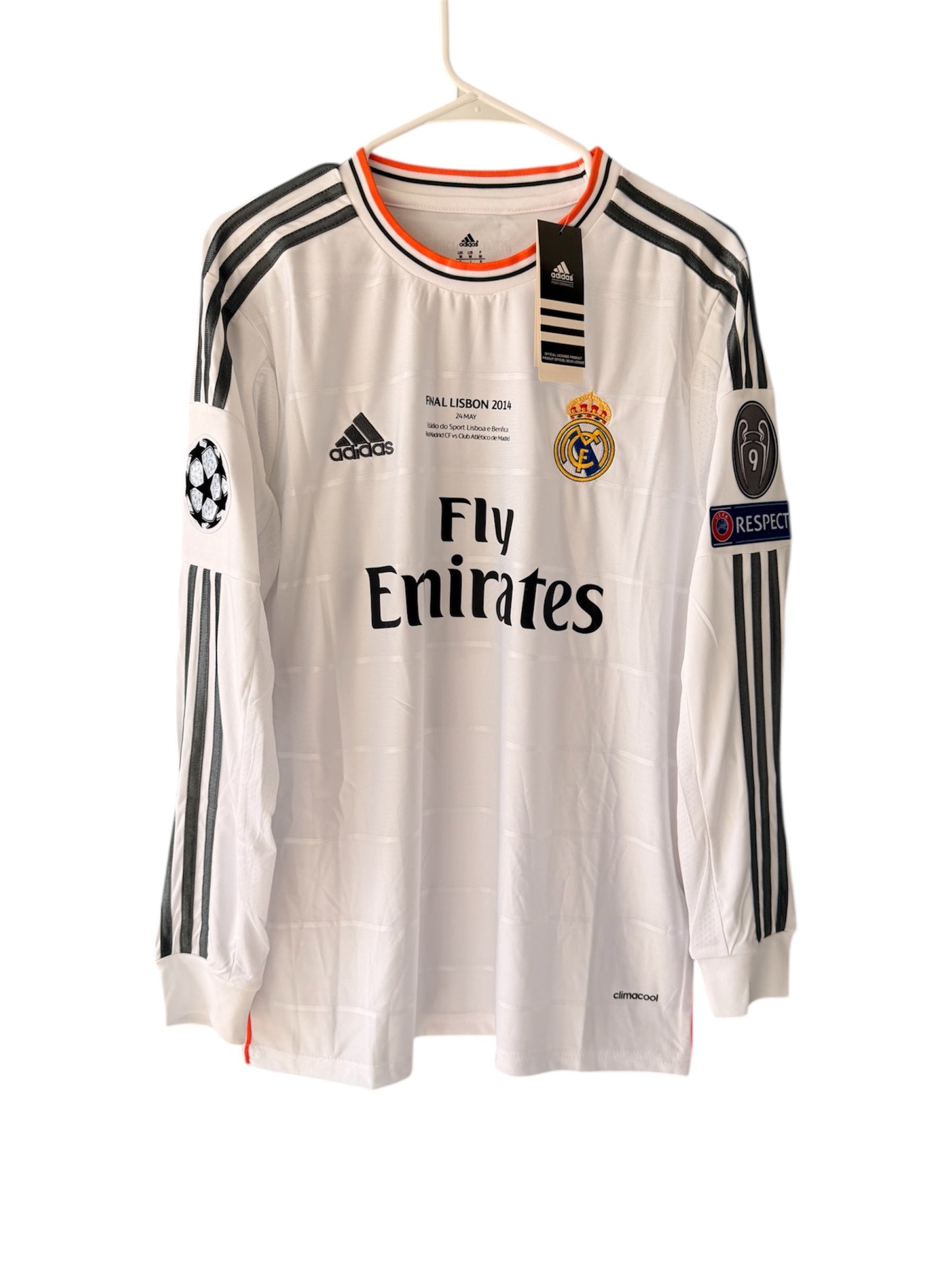 Real Madrid Sergio Ramos #4 Retro Soccer Jersey 2014 Final White Long Sleeves