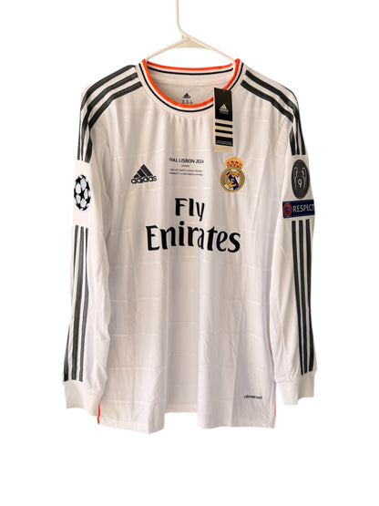 Real Madrid Sergio Ramos #4 Retro Soccer Jersey 2014 Final White Long Sleeves