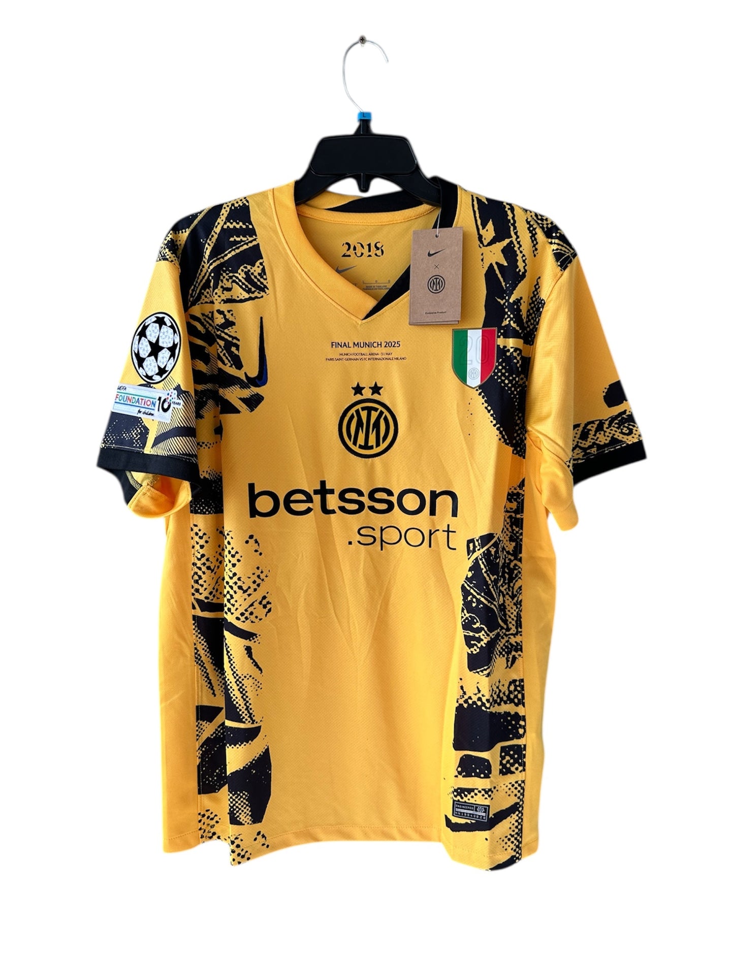 Inter Milan 2025 Champions Final Away Soccer Jersey – Lautaro Martinez – Yellow – Men’s