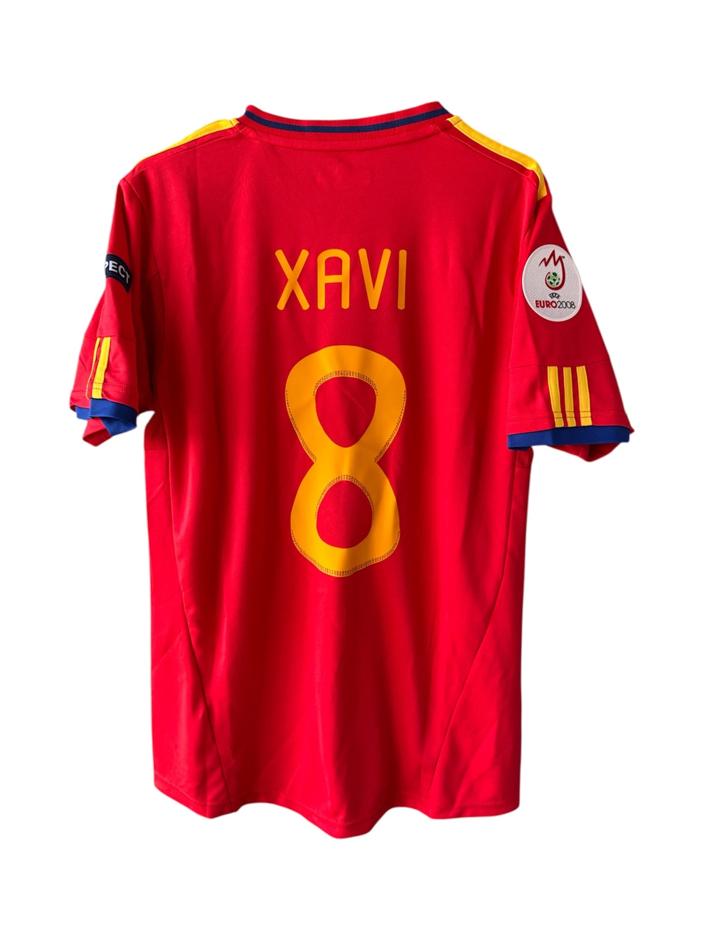 Spain 2008 Home Retro Soccer Jersey – Xavi Hernandez #8 – Euro – Red – Men’s