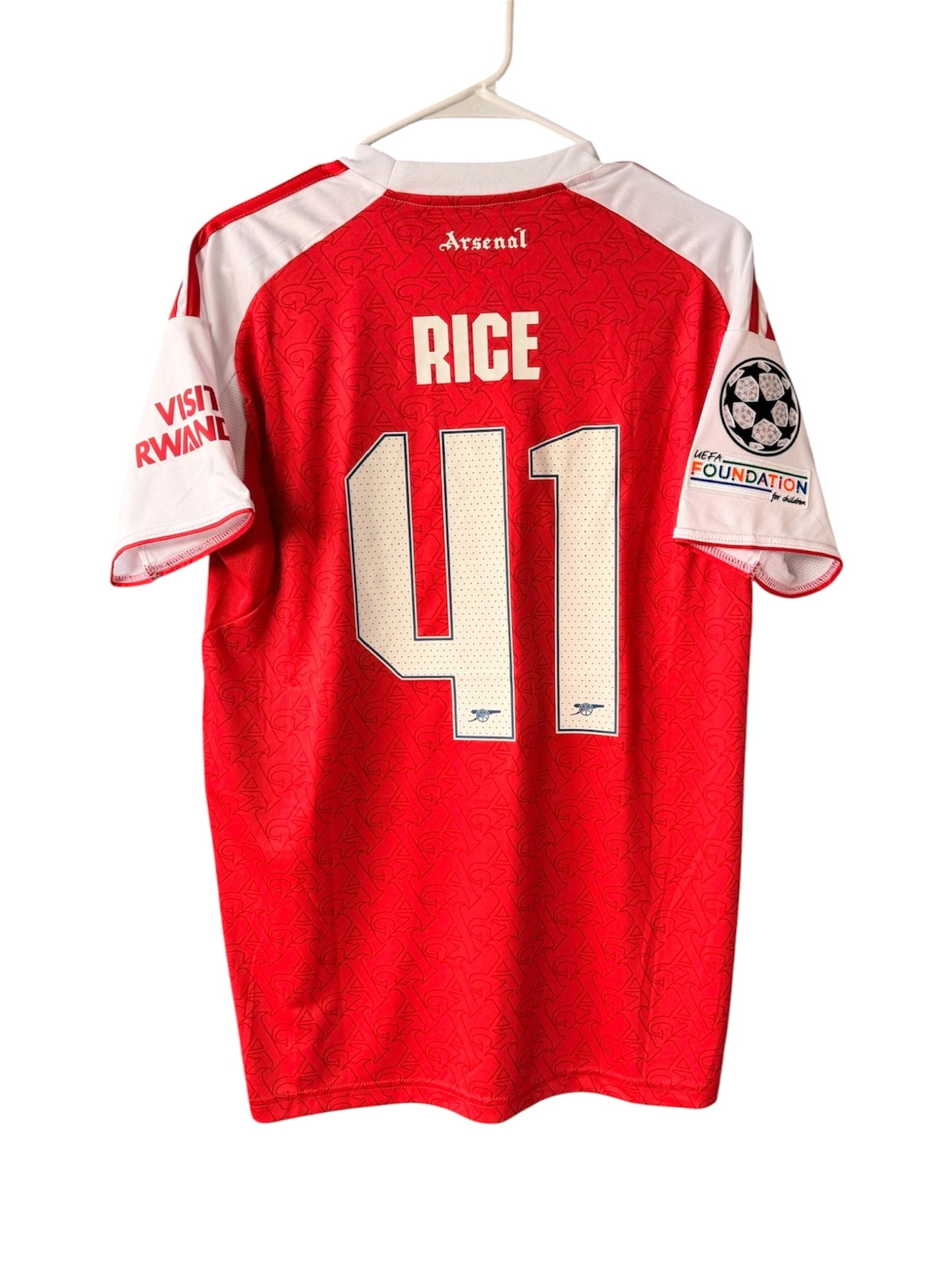 Arsenal Declan Rice 2026 Champions Final Home Red Soccer Jersey Men
