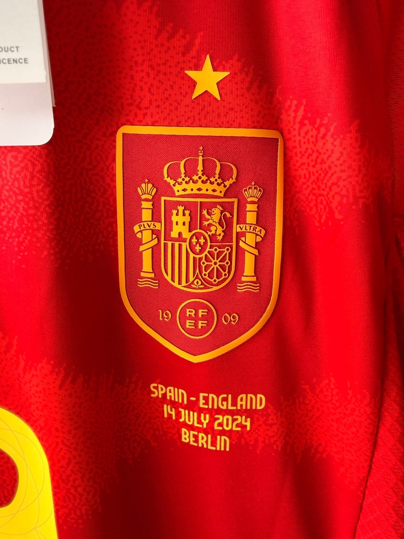 Spain Lamine Yamal #19 Soccer Jersey Red Home FINAL 2024 Eurocup Men Size Team