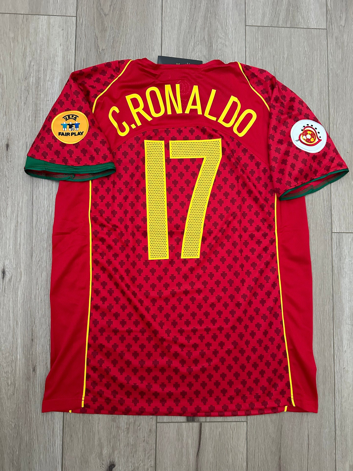 Portugal 2004 Home Retro Soccer Jersey – Cristiano Ronaldo #17 – Euro Final – Red – Men’s