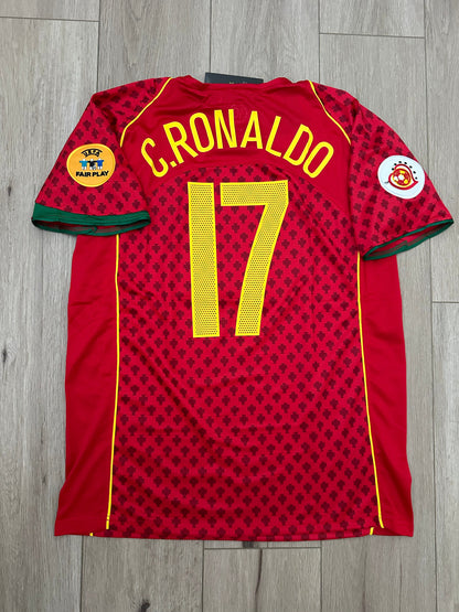 Portugal 2004 Home Retro Soccer Jersey – Cristiano Ronaldo #17 – Euro Final – Red – Men’s