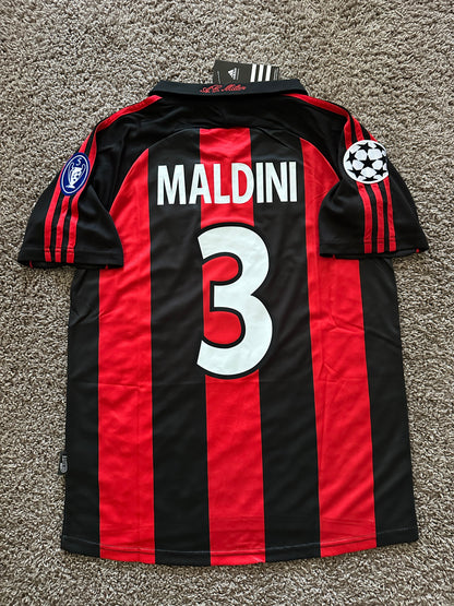Milan 2000/01 Soccer Jersey Paolo Maldini Retro Men Size