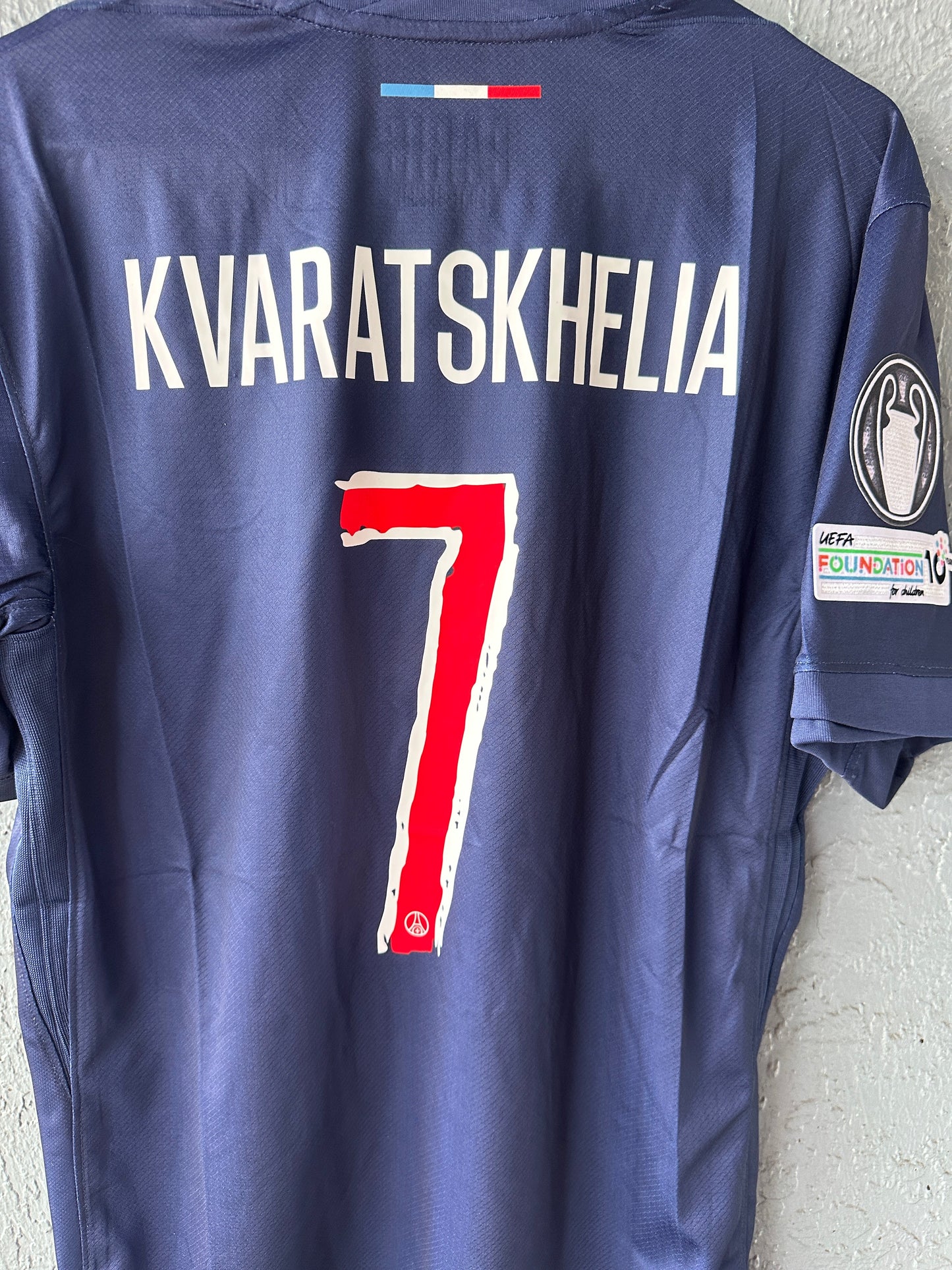 PSG 2024/25 Home Champions Final Soccer Jersey – Kvaratskhelia #7 – Blue – Men’s