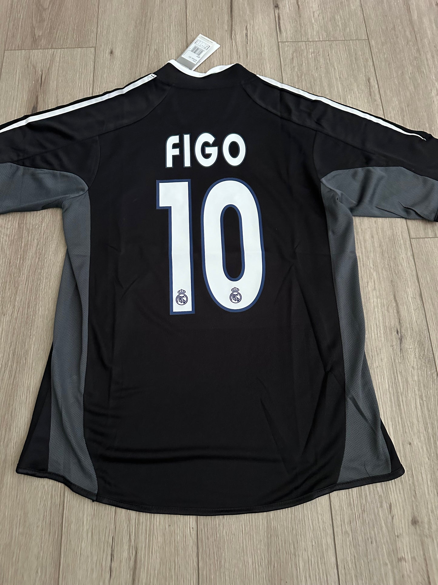 Real Madrid Luis Figo #10 2004/05 Black Away Retro Soccer Jersey Men