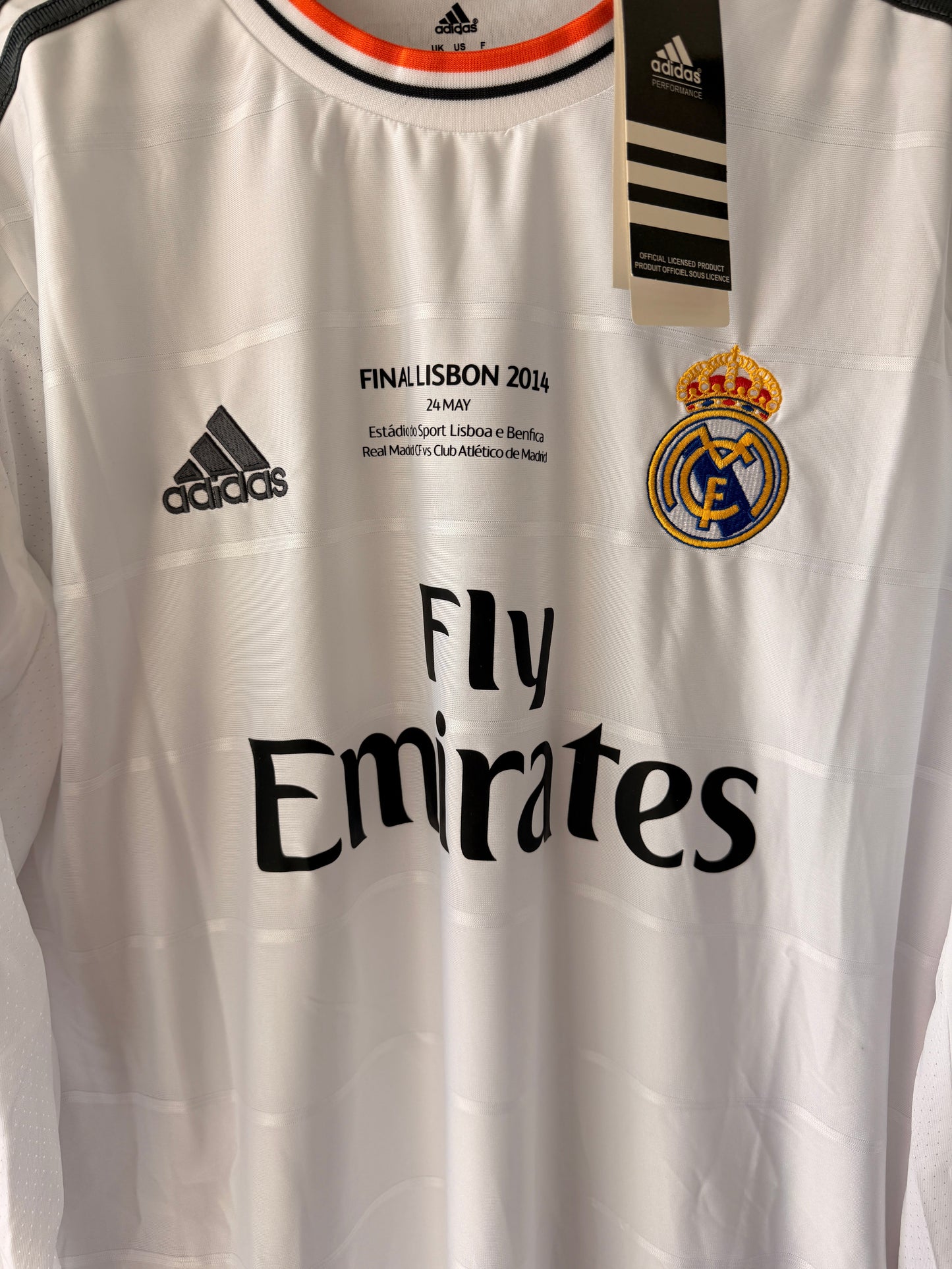 Real Madrid Sergio Ramos #4 Retro Soccer Jersey 2014 Final White Long Sleeves