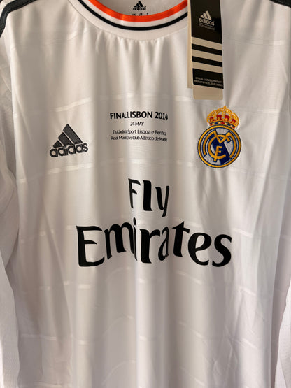 Real Madrid Sergio Ramos #4 Retro Soccer Jersey 2014 Final White Long Sleeves