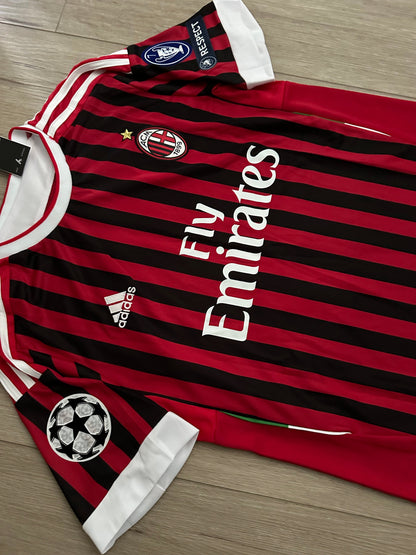 Milan Zlatan Ibrahimovic #11 2010/11 Home Red Black Retro Soccer Jersey Men
