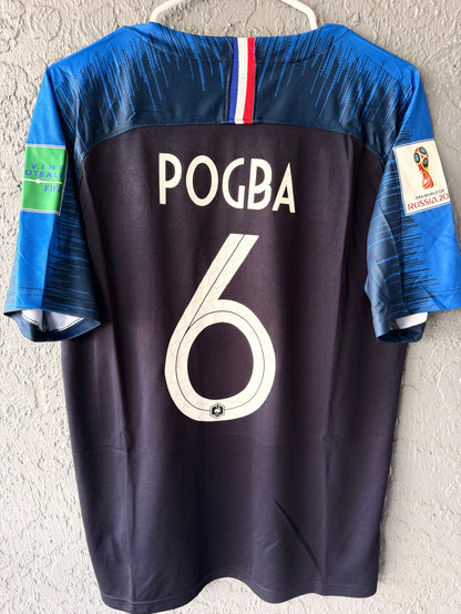 France Pogba #6 2018 Final Blue Retro Soccer Jersey Men