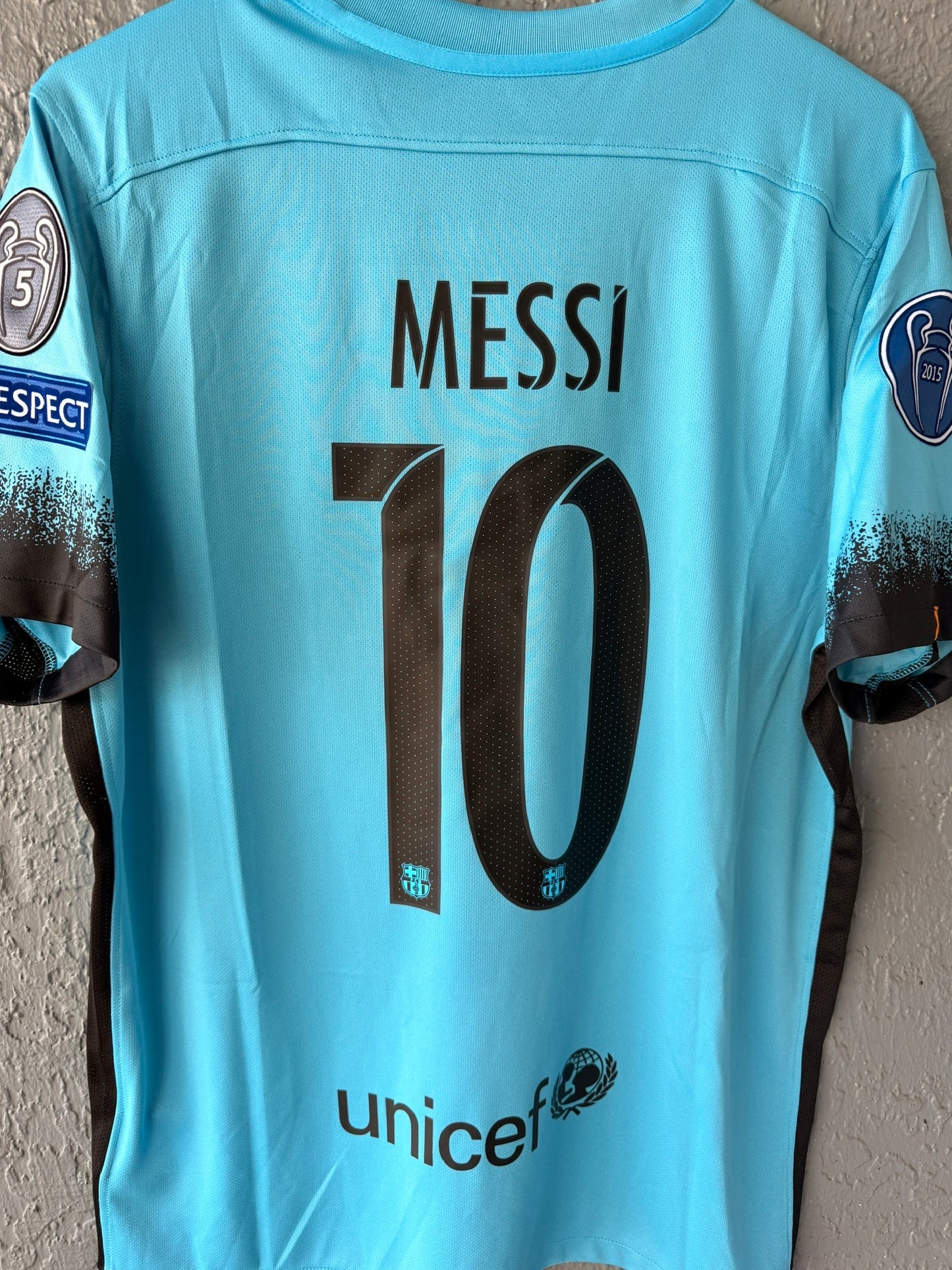 Barcelona Messi #10 2015/16 Away Blue Retro Soccer Jersey Men