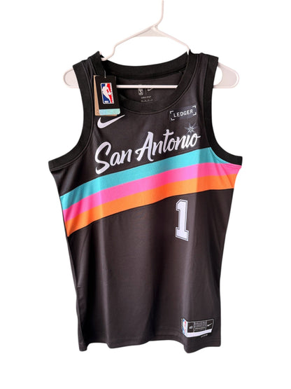 San Antonio Wembanyama #1 City Edition Black Basketball Jersey Men