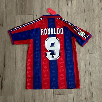 Barcelona Ronaldo Nazario #9 1996/97 Home Blue Red Retro Soccer Jersey Men