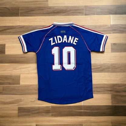 France Zinedine Zidane JoSoccer Jersey Retro Final 1998 #10 Blue Regular Men Size