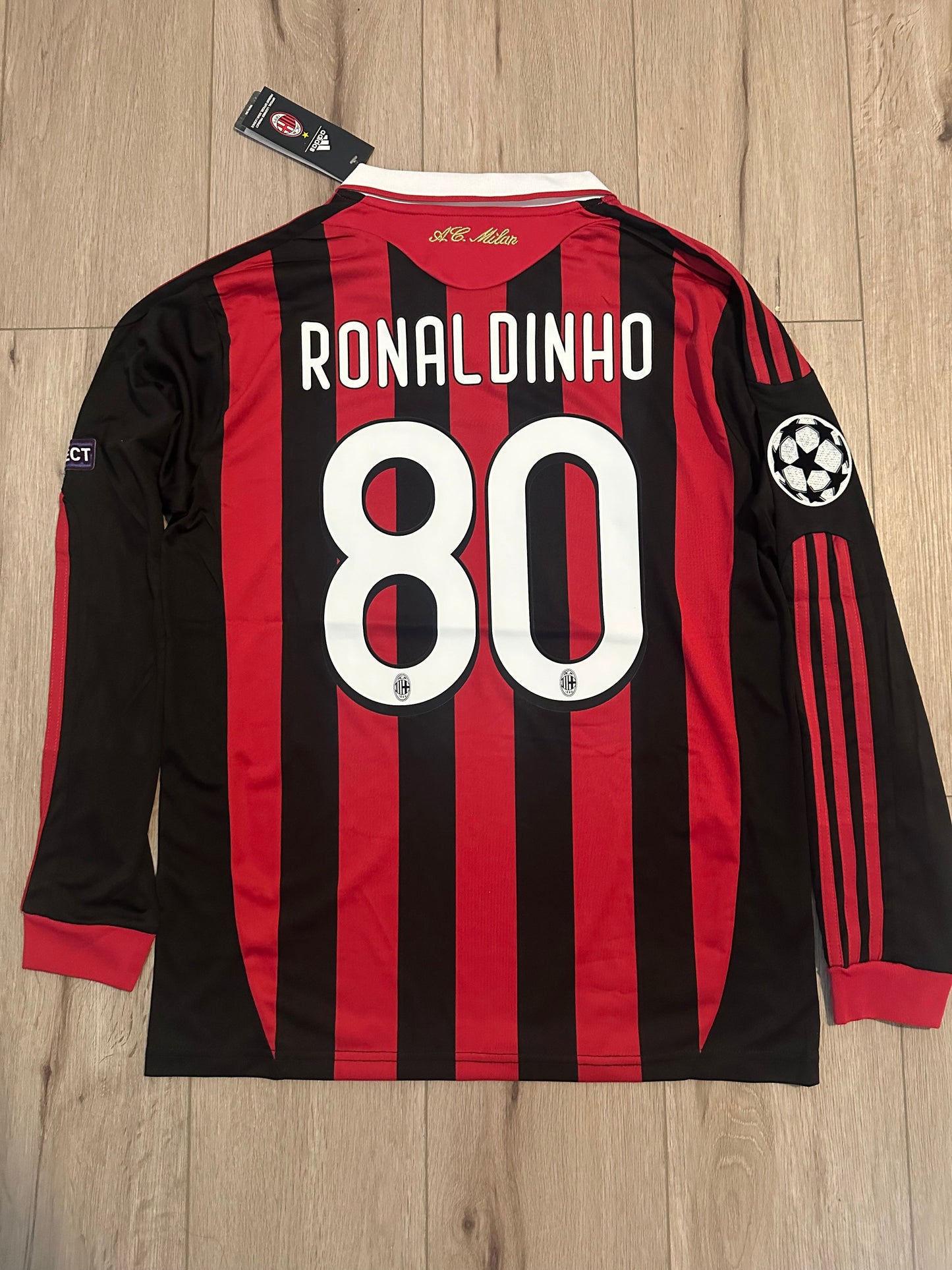Milan Retro Jersey 09/10 Home Long Sleeve – Ronaldinho #80 – Men’s
