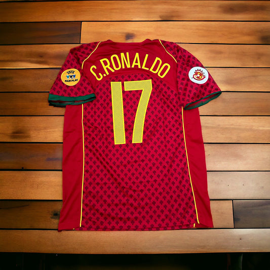 Portugal 2004 Home Retro Soccer Jersey – Cristiano Ronaldo #17 – Euro Final – Red – Men’s