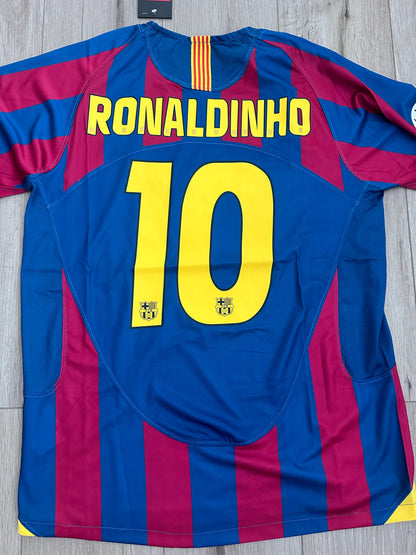 Barcelona Final 2006 Ronaldinho Gaucho #10 Soccer Jersey UCL Size Regula Men