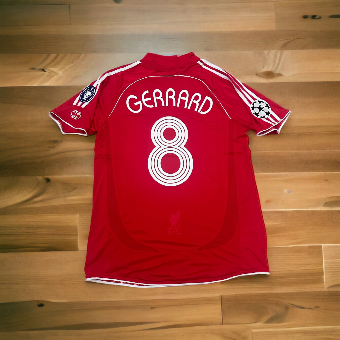 Liverpool 2007 UCL Final Retro Soccer Jersey – Steven Gerrard #8 – Home Red – Men’s