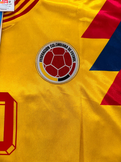 Colombia Carlos Valderrama Retro Soccer Jersey Yellow 1990 FWC Men Size
