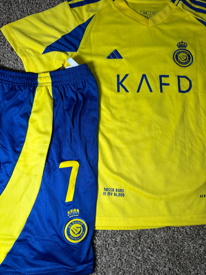 Al Nassr Cristiano Ronaldo #7 Yellow Soccer Jersey Kids Youth Size 18 Deal