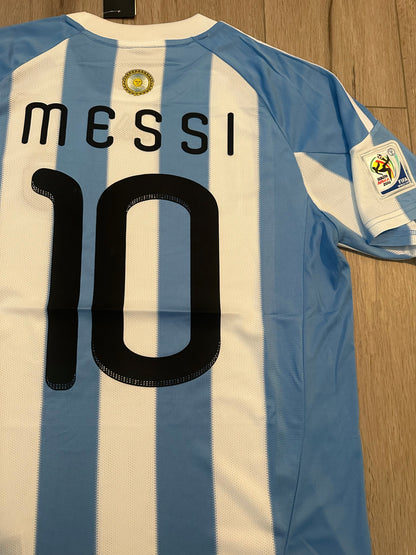 Argentina Lionel Messi 2010 Home Blue White Soccer Jersey Men