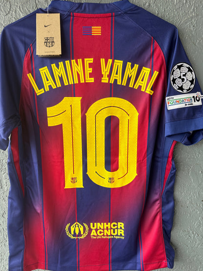 Barcelona Lamine Yamal #10 2025/26 Home Red Blue Soccer Jersey Men