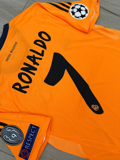 Real Madrid 13/14 Cristiano Ronaldo UCL Retro Orange Third Jersey Men’s Size