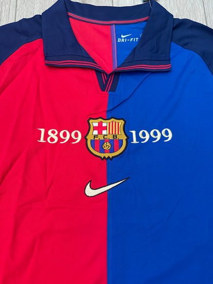 Barcelona Retro Jersey 1999 Home Long Sleeve – Rivaldo #11 – Men’s