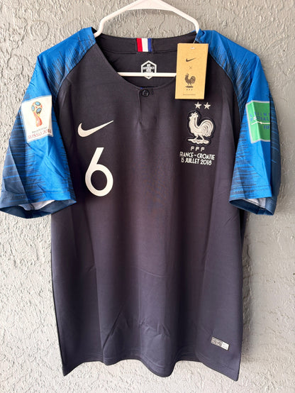 France Pogba #6 2018 Final Blue Retro Soccer Jersey Men