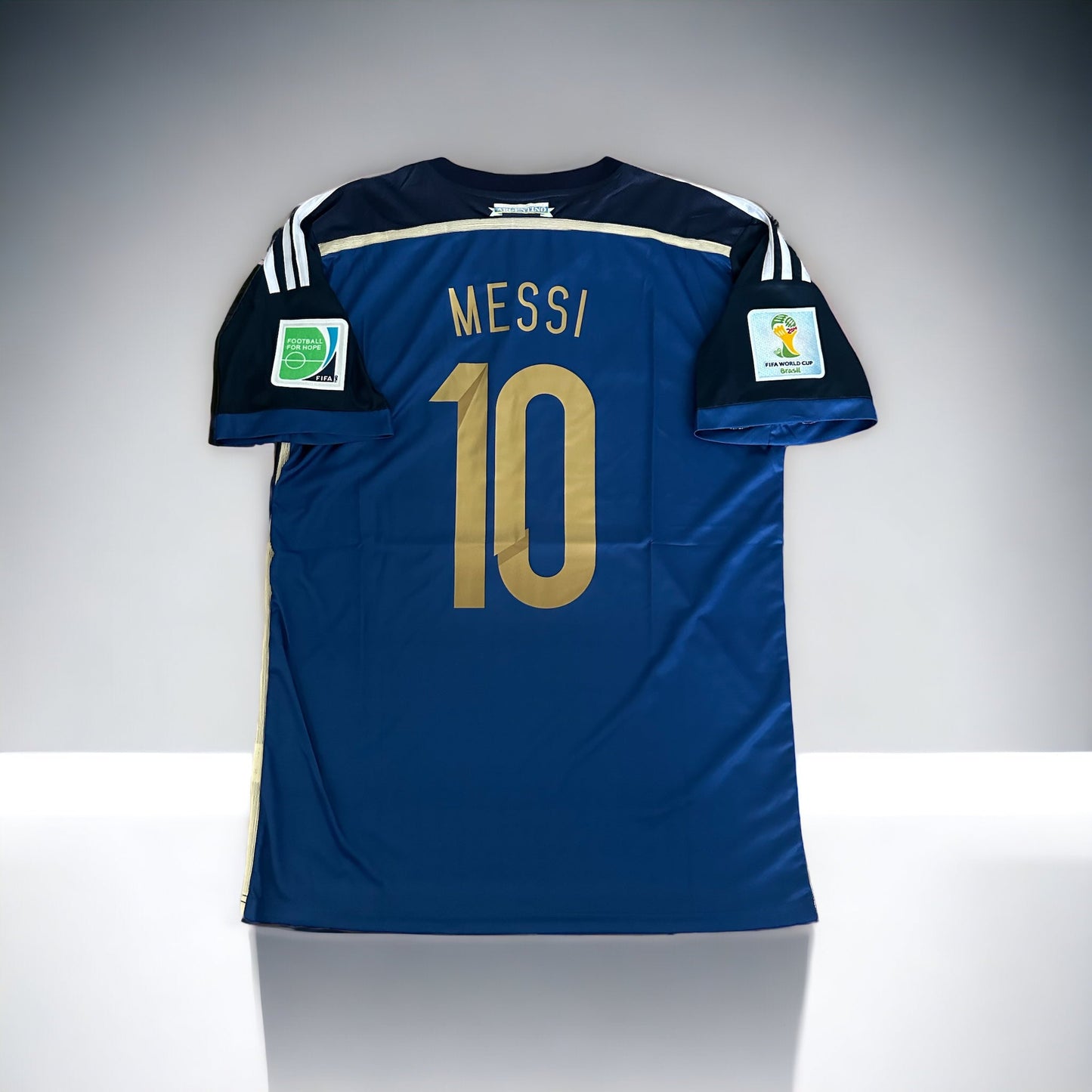 Argentina Lionel Messi #10 2014 Final Home Blue White Retro Soccer Jersey Men