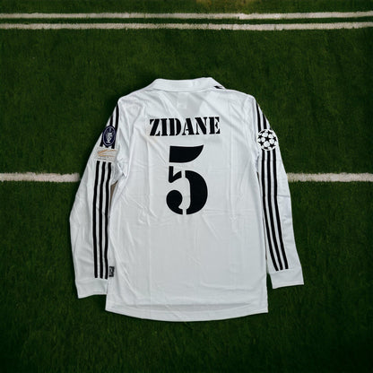 Real Madrid Retro Jersey 2002 UCL Final Home White – Zidane #5 – Long Sleeve