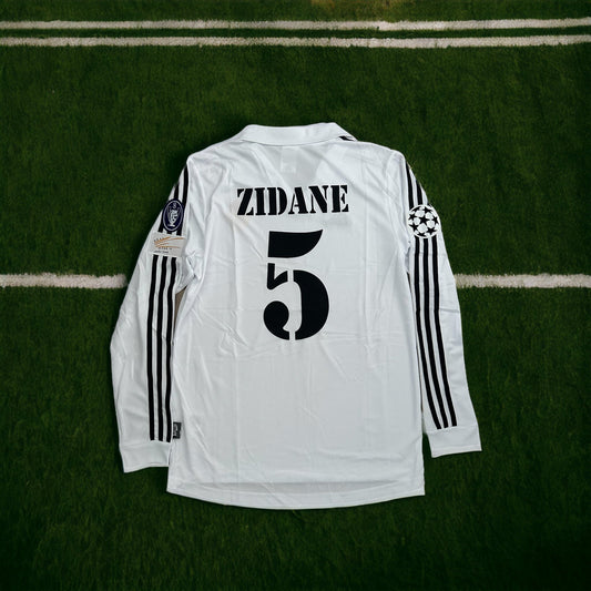Real Madrid Retro Jersey 2002 UCL Final Home White – Zidane #5 – Long Sleeve