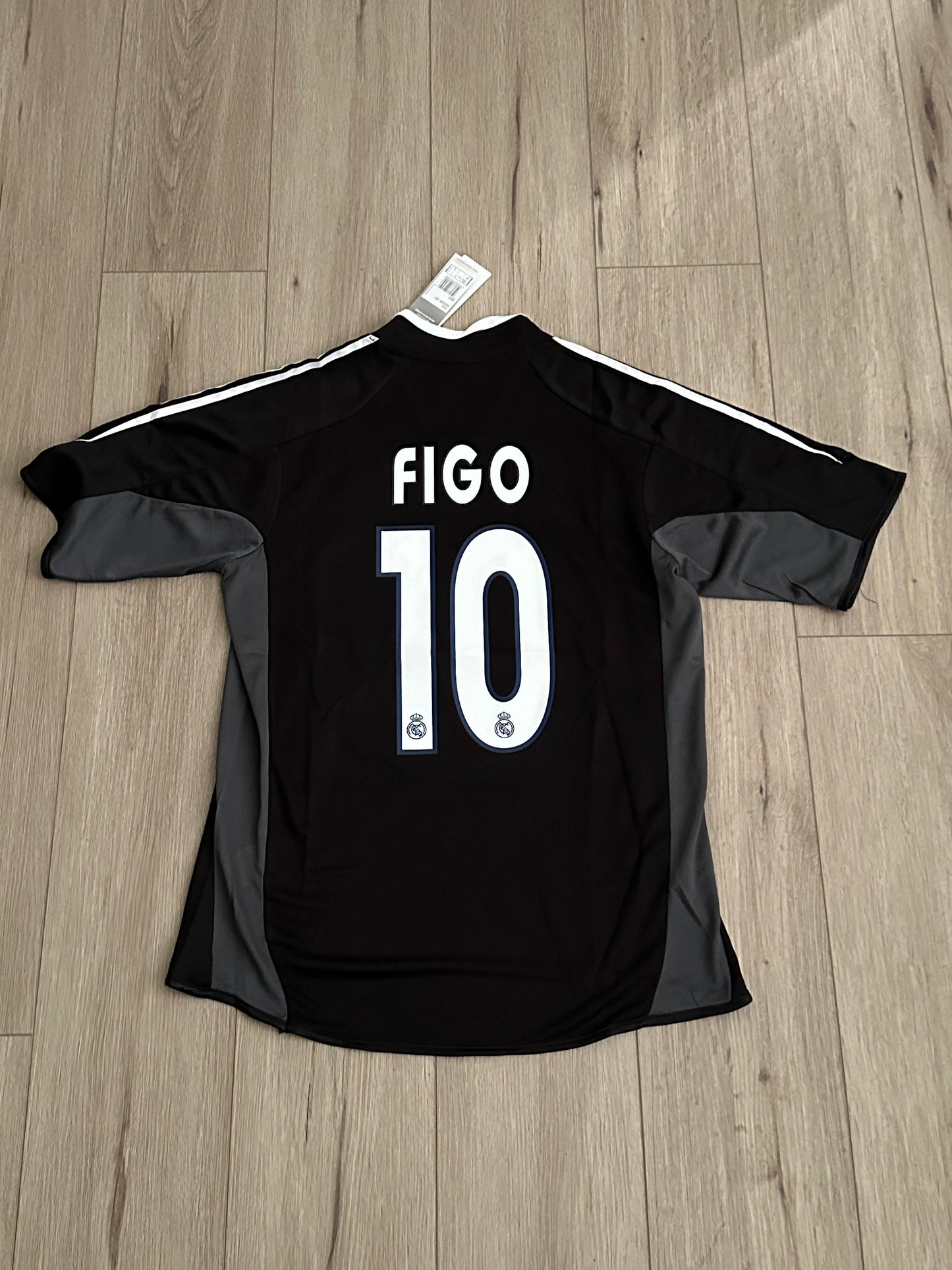 Real Madrid Luis Figo #10 2004/05 Black Away Retro Soccer Jersey Men
