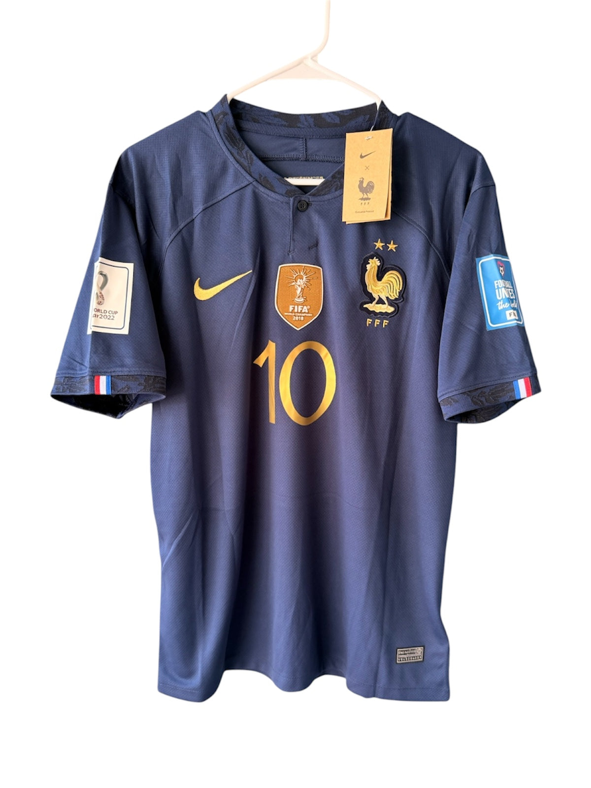 France Mbappe #10 2022 Home Blue Soccer Jersey Men