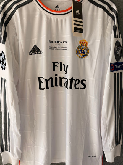 Real Madrid Sergio Ramos #4 Retro Soccer Jersey 2014 Final White Long Sleeves