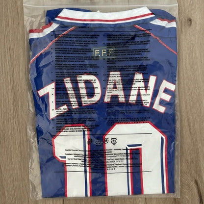 France Zinedine Zidane JoSoccer Jersey Retro Final 1998 #10 Blue Regular Men Size