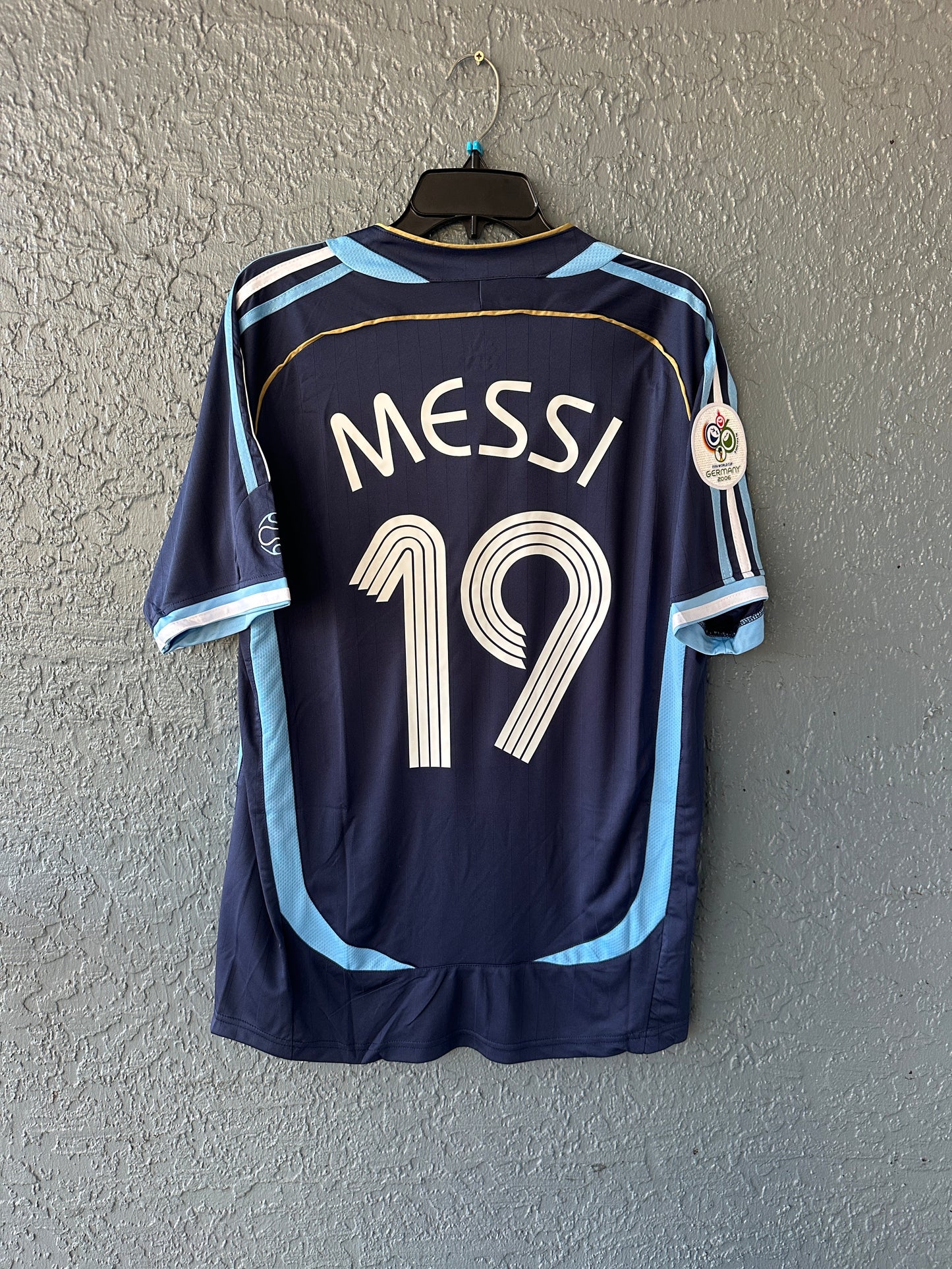 Argentina Lionel Messi #19 2006 World Cup Away Blue Retro Soccer Jersey Men