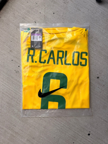 Brazil Ronaldo #6 2002 Yellow Retro Soccer Jersey Men