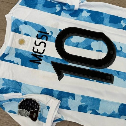 Argentina Messi 10 Soccer Jersey  Home Albiceleste 2021 Copa America Final Men