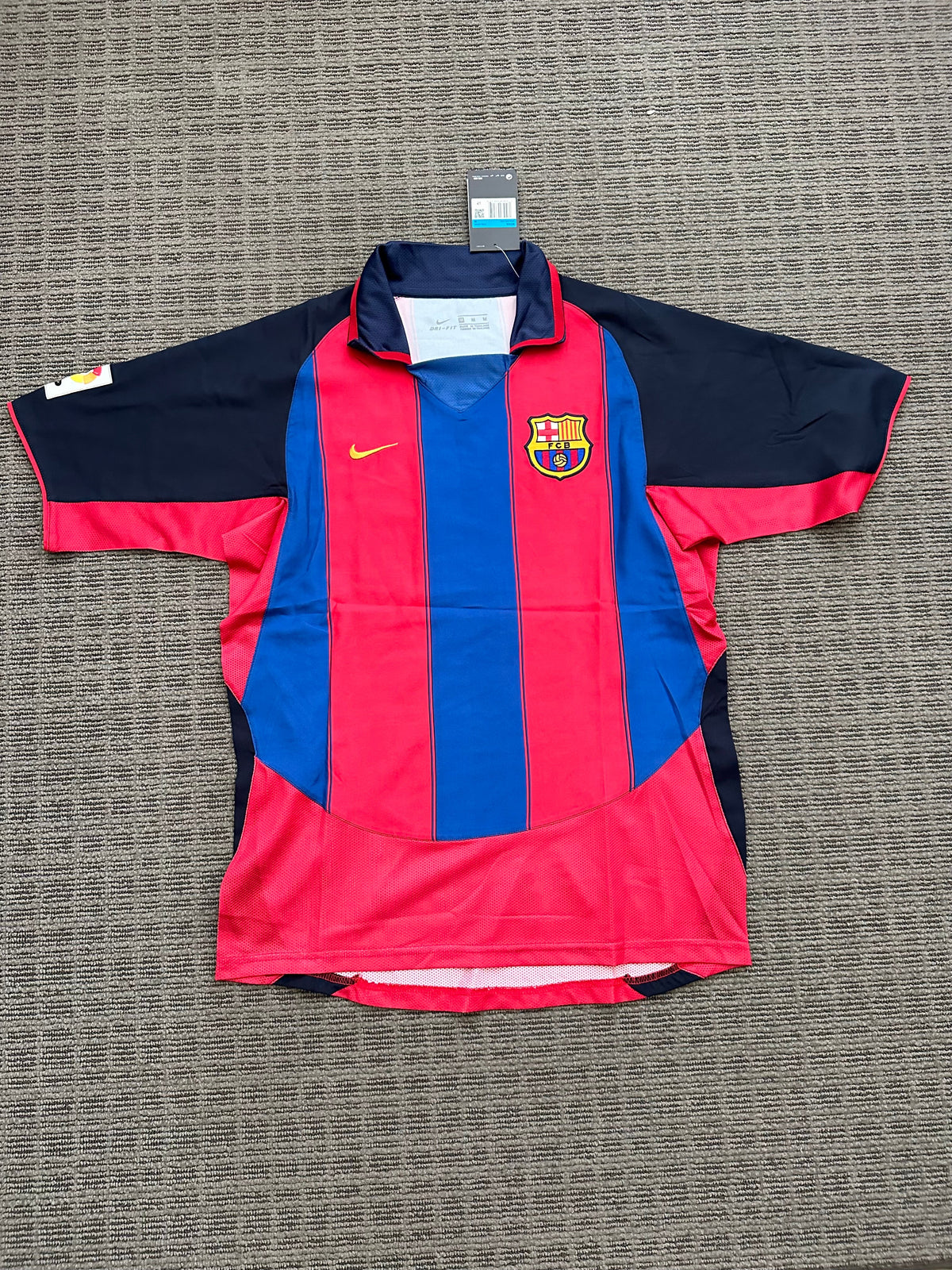 Barcelona Juan Roman Riquelme #10 2003/04 Home Blue Red Retro Soccer Jersey Men Size Deal