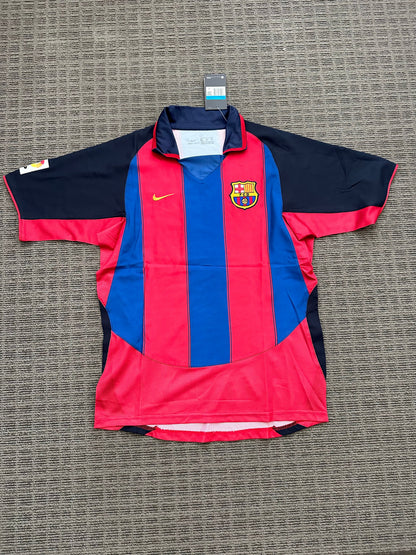 Barcelona Juan Roman Riquelme #10 2003/04 Home Blue Red Retro Soccer Jersey Men Size Deal