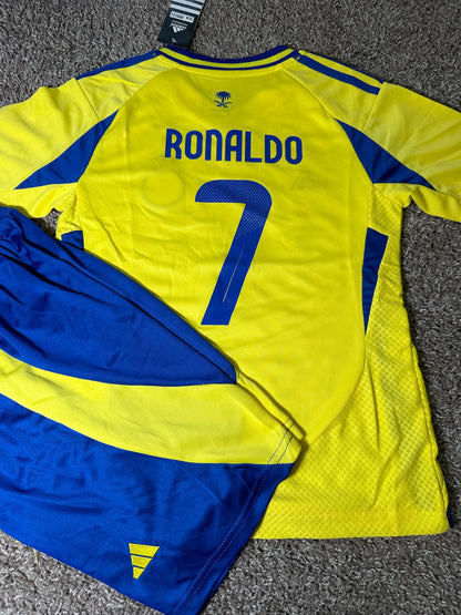 Al Nassr Cristiano Ronaldo #7 Yellow Soccer Jersey Kids Youth Size 18 Deal