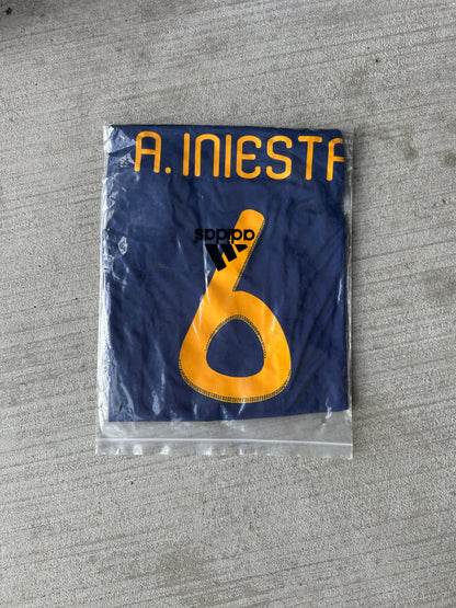 Spain Andres Iniesta 2010 Soccer Jersey Final Fifa World Cup Blue Size Men Shirt