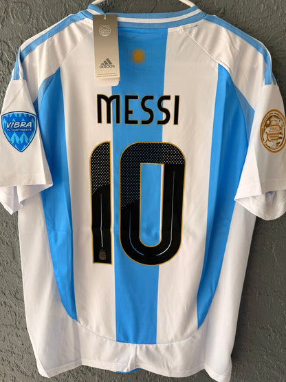 Argentina Lionel Messi #10 2024 Final Cup Home Blue Soccer Jersey Men Size