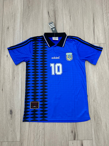 Argentina 1994 Away Retro Soccer Jersey Diego Maradona #10 Men’s Blue