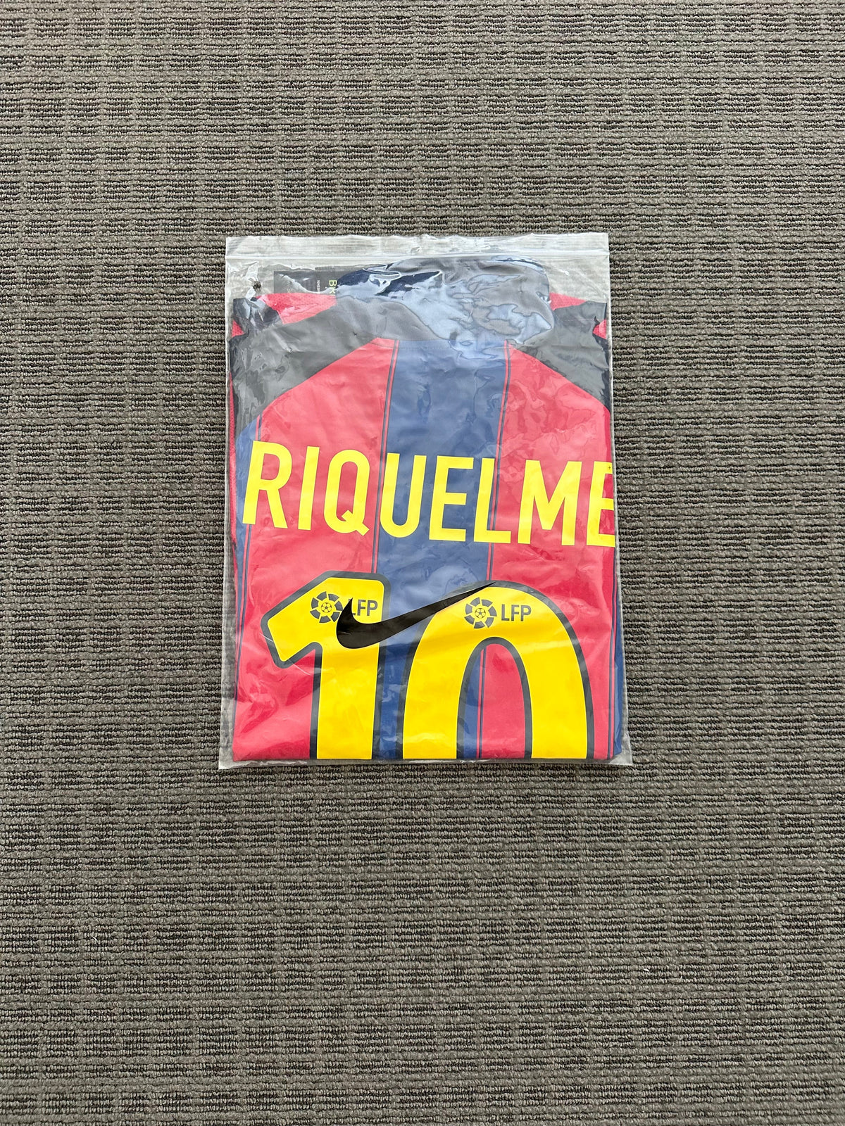Barcelona Juan Roman Riquelme #10 2003/04 Home Blue Red Retro Soccer Jersey Men Size Deal