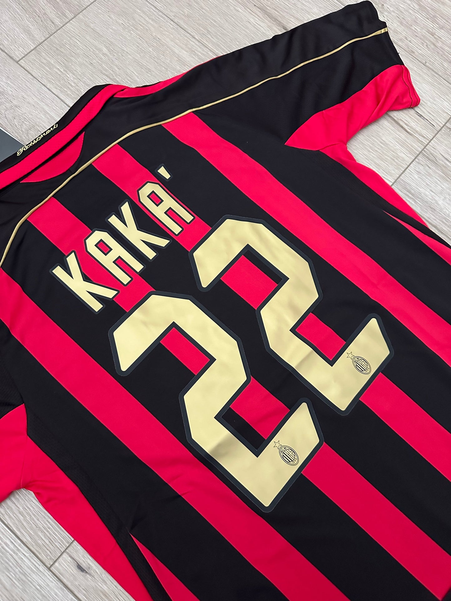 Milan Kaka 22 Retro 06-07 Home Soccer Jersey Home Red Black Men