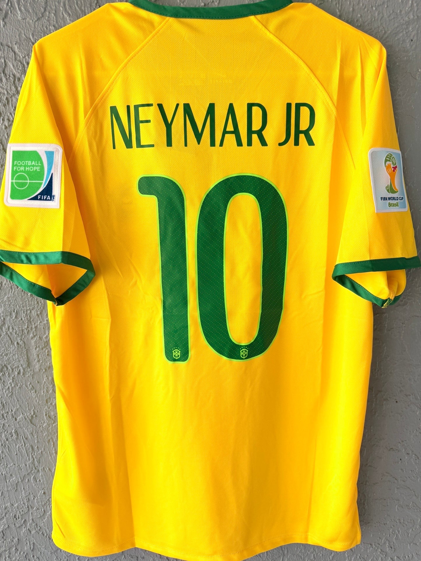 Brazil Neymar #10 2014 Home Yellow Soccer Jersey Fan Version Men Size