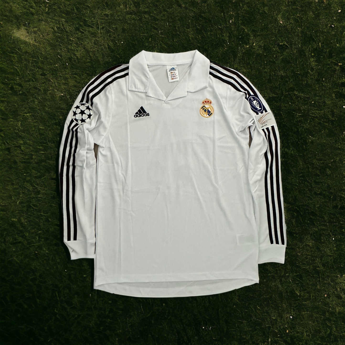Real Madrid Retro Jersey 2002 UCL Final Home White – Zidane #5 – Long Sleeve